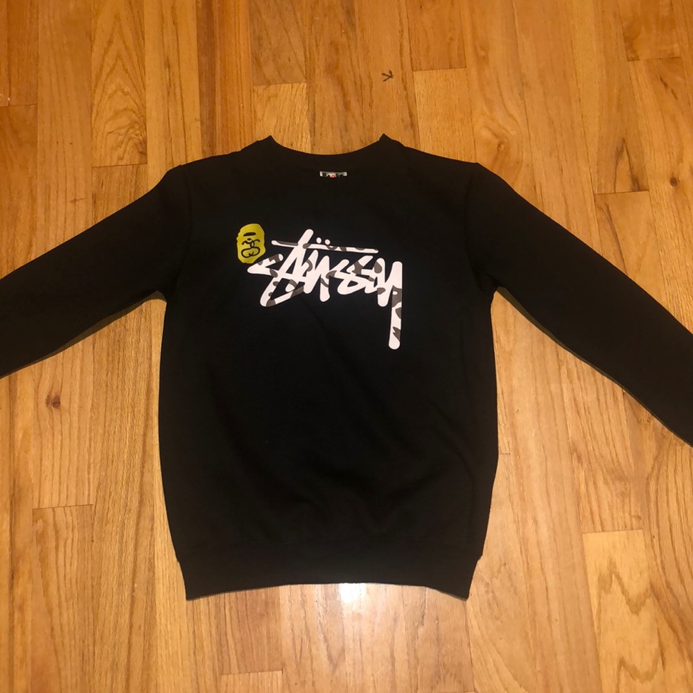 Bape x stussy collaboration crew neck long sleeve